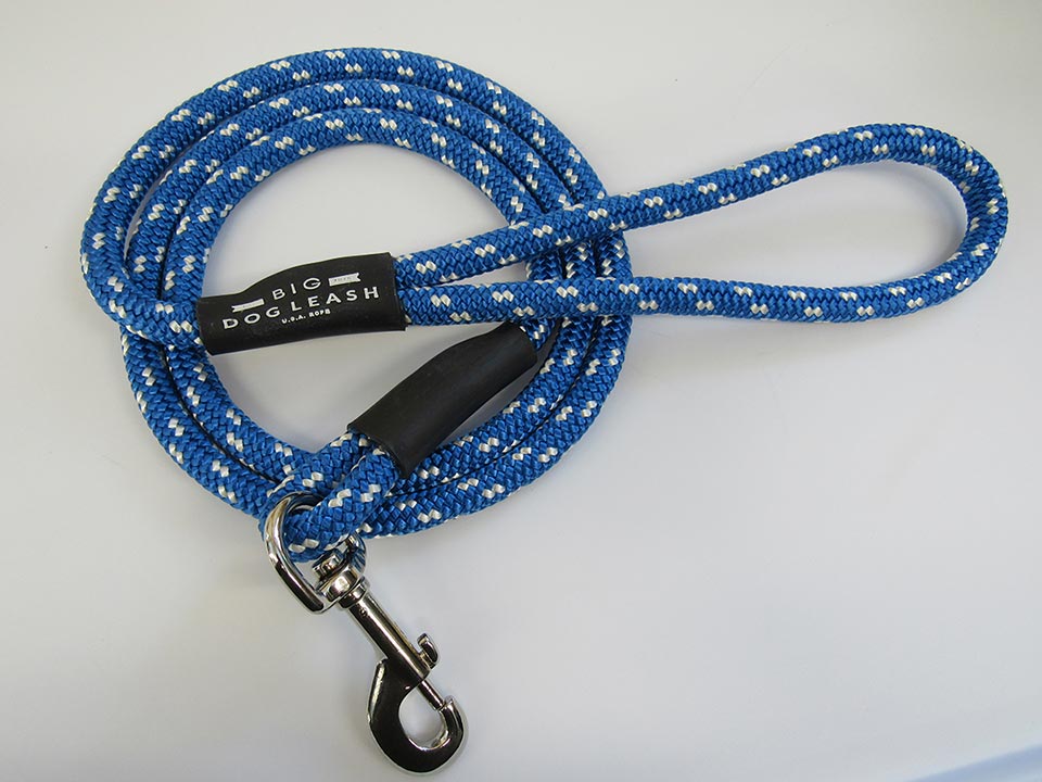 Mile High Life Hands Free Leather Tailor Handle Mountain Climbing Dog Rope 6FT Leash with Heavy Duty Metal Sturdy Clasp Blue 